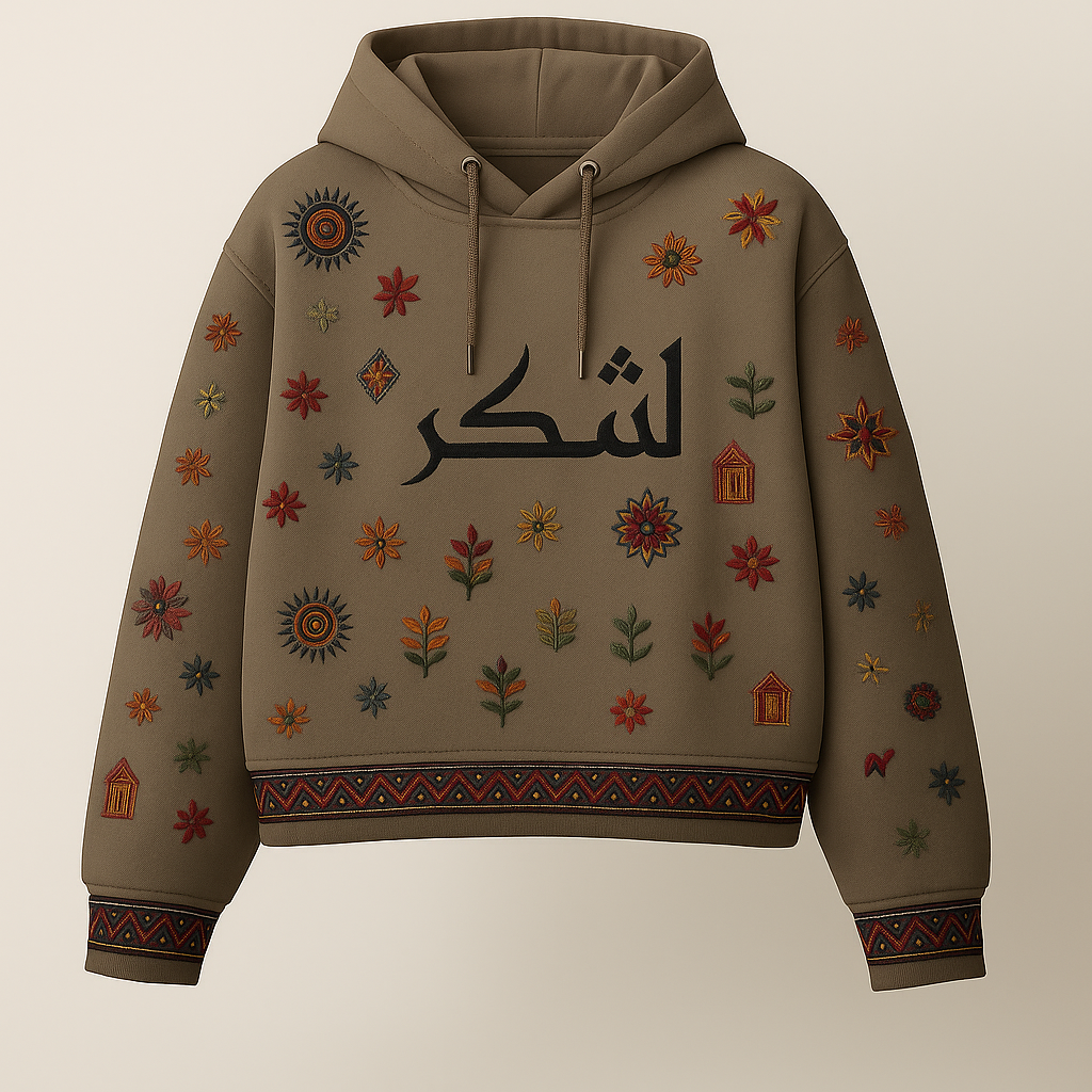 LASHKAR™ Embroidered Hoodie — Olive & Black Edition